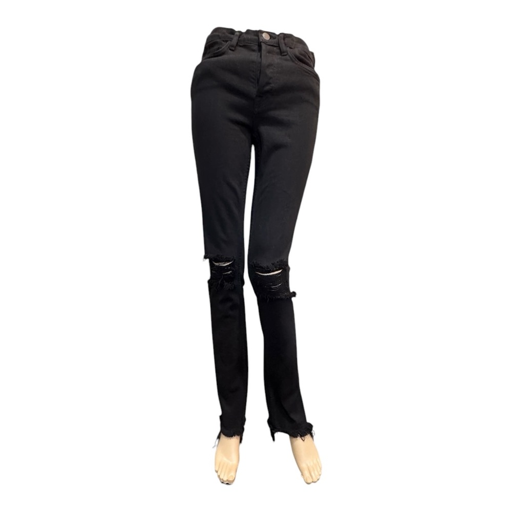 Cotton Citizens Black Distressed Jeans With Ankle Slits Size 25